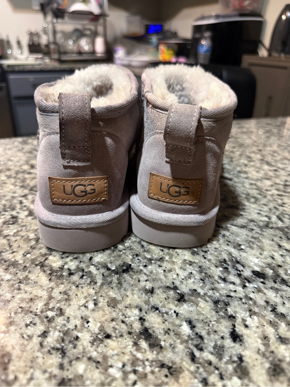 UGG womens 7.5 Classic Mini Boot in Light Gray - Cozy Shearling Lined